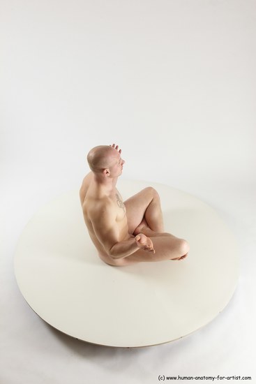 Nude Man White Sitting poses - simple Slim Bald Sitting poses - ALL Multi angles poses Realistic