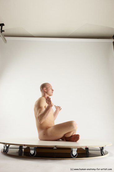 Nude Man White Sitting poses - simple Slim Bald Sitting poses - ALL Multi angles poses Realistic