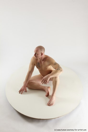 Nude Man White Sitting poses - simple Slim Bald Sitting poses - ALL Multi angles poses Realistic