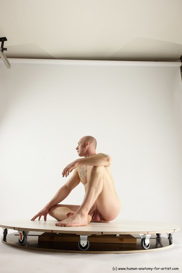 Nude Man White Sitting poses - simple Slim Bald Sitting poses - ALL Multi angles poses Realistic