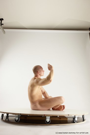 Nude Man White Sitting poses - simple Slim Bald Sitting poses - ALL Multi angles poses Realistic