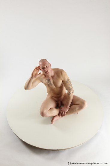 Nude Man White Sitting poses - simple Slim Bald Sitting poses - ALL Multi angles poses Realistic