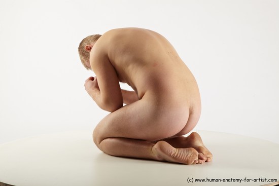 Nude Man White Average Short Blond Sitting poses - ALL Sitting poses - on knees Realistic