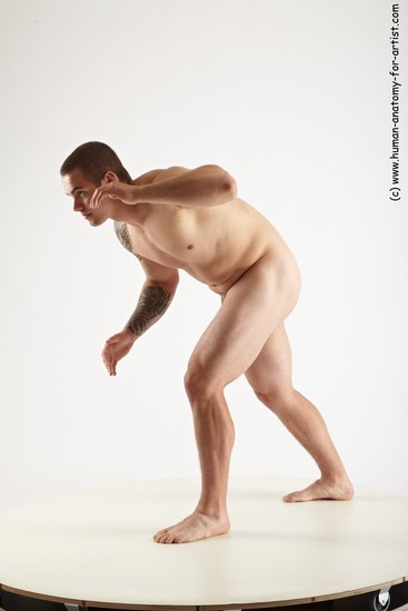 Nude Man White Standing poses - ALL Slim Short Brown Standing poses - simple Realistic