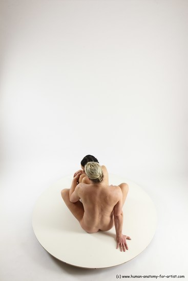 Nude Woman - Man White Sitting poses - simple Slim Long Blond Sitting poses - ALL Multi angles poses Realistic