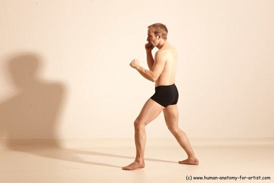 Underwear Martial art Man White Moving poses Athletic Short Blond Dynamic poses Academic