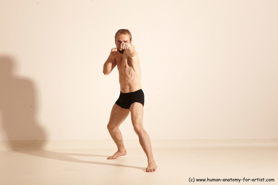 Underwear Martial art Man White Moving poses Athletic Short Blond Dynamic poses Academic