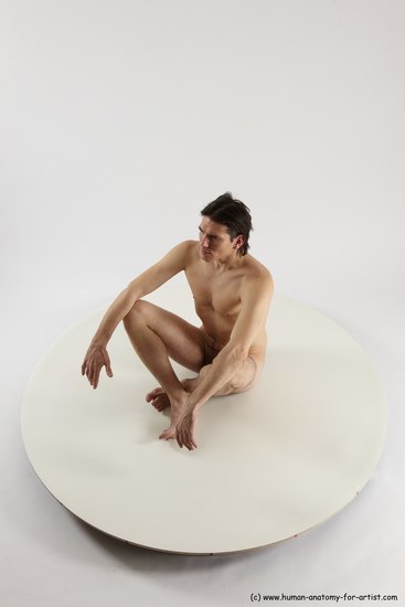 Nude Man White Sitting poses - simple Slim Short Brown Sitting poses - ALL Multi angles poses Realistic