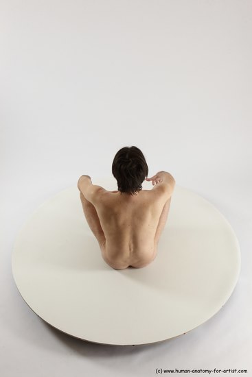 Nude Man White Sitting poses - simple Slim Short Brown Sitting poses - ALL Multi angles poses Realistic