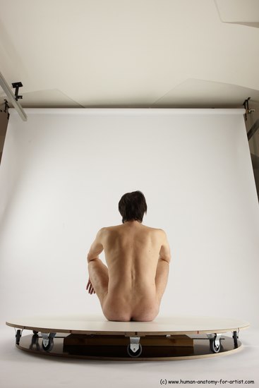 Nude Man White Sitting poses - simple Slim Short Brown Sitting poses - ALL Multi angles poses Realistic