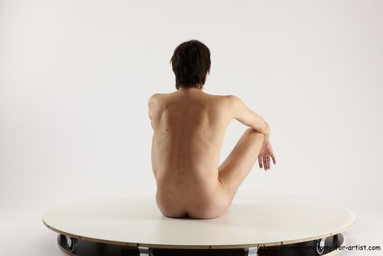 Nude Man White Sitting poses - simple Slim Short Brown Sitting poses - ALL Multi angles poses Realistic