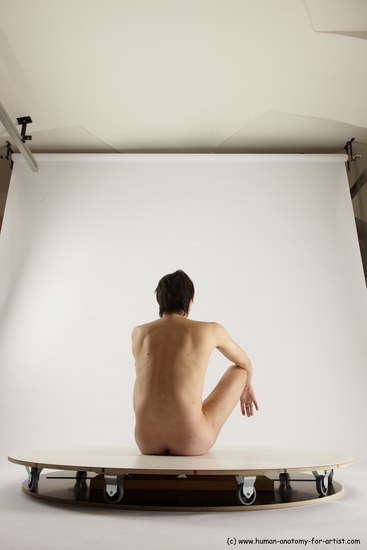 Nude Man White Sitting poses - simple Slim Short Brown Sitting poses - ALL Multi angles poses Realistic