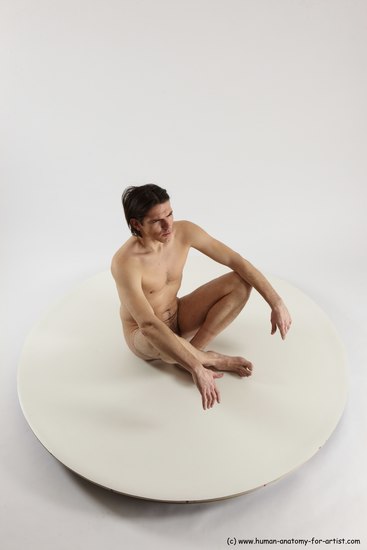 Nude Man White Sitting poses - simple Slim Short Brown Sitting poses - ALL Multi angles poses Realistic