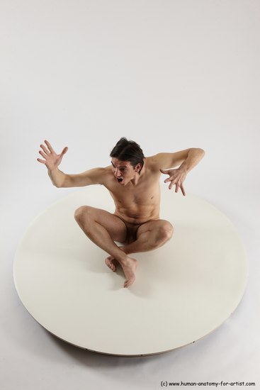 Nude Man White Sitting poses - simple Slim Short Brown Sitting poses - ALL Multi angles poses Realistic