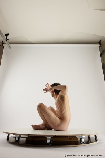 Nude Man White Sitting poses - simple Slim Short Brown Sitting poses - ALL Multi angles poses Realistic