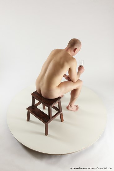 Nude Man White Sitting poses - simple Slim Bald Sitting poses - ALL Multi angles poses Realistic