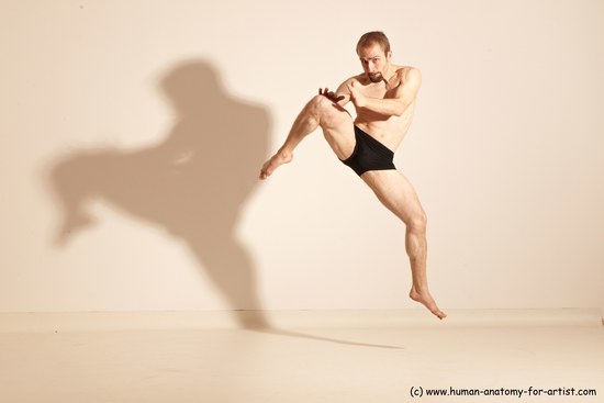 Underwear Martial art Man White Moving poses Athletic Short Blond Dynamic poses Academic