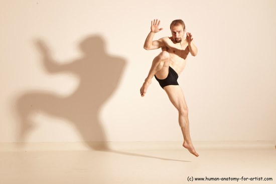 Underwear Martial art Man White Moving poses Athletic Short Blond Dynamic poses Academic