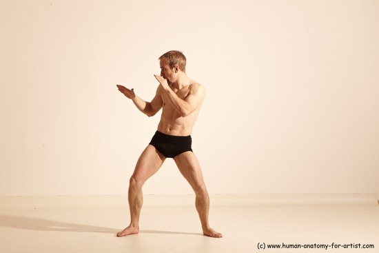 Underwear Martial art Man White Moving poses Athletic Short Blond Dynamic poses Academic