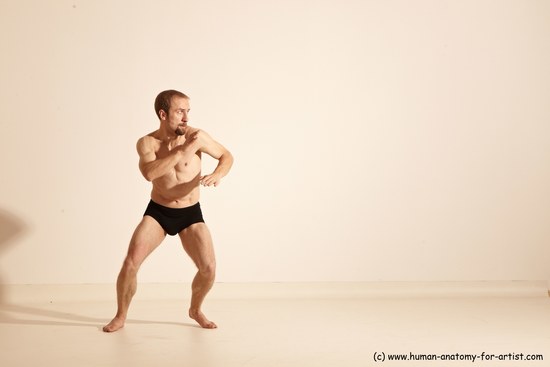 Underwear Martial art Man White Moving poses Athletic Short Blond Dynamic poses Academic