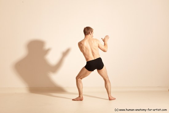 Underwear Martial art Man White Moving poses Athletic Short Blond Dynamic poses Academic