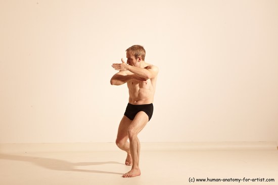 Underwear Martial art Man White Moving poses Athletic Short Blond Dynamic poses Academic