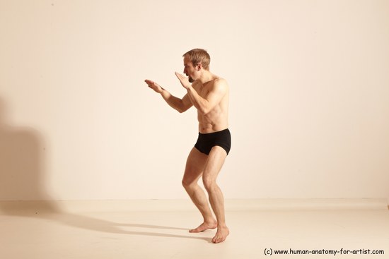 Underwear Martial art Man White Moving poses Athletic Short Blond Dynamic poses Academic