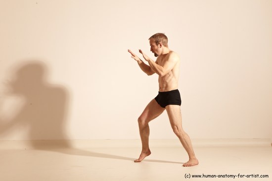 Underwear Martial art Man White Moving poses Athletic Short Blond Dynamic poses Academic