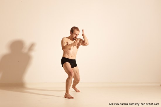 Underwear Martial art Man White Moving poses Athletic Short Blond Dynamic poses Academic