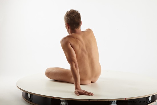 Nude Man White Sitting poses - simple Slim Short Brown Sitting poses - ALL Realistic