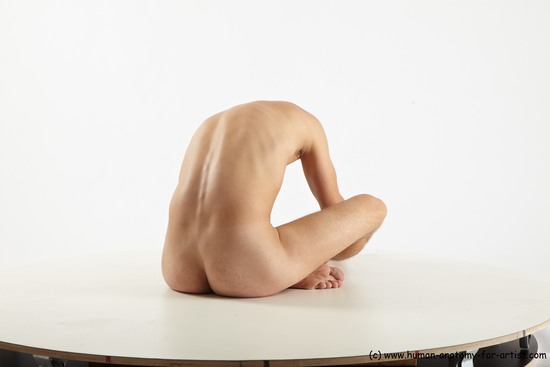 Nude Man White Sitting poses - simple Slim Short Brown Sitting poses - ALL Realistic