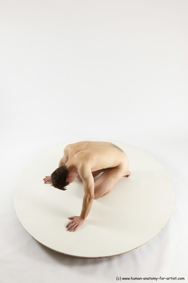 Nude Man White Kneeling poses - ALL Slim Short Brown Kneeling poses - on both knees Multi angles poses Realistic