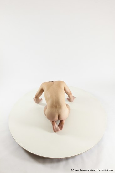 Nude Man White Kneeling poses - ALL Slim Short Brown Kneeling poses - on both knees Multi angles poses Realistic