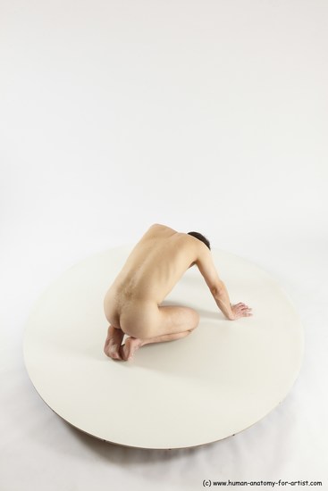 Nude Man White Kneeling poses - ALL Slim Short Brown Kneeling poses - on both knees Multi angles poses Realistic