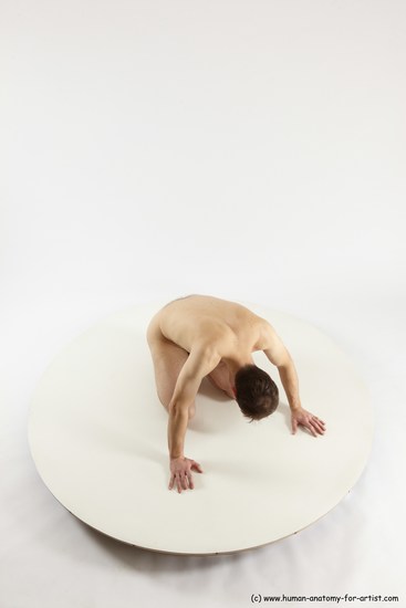 Nude Man White Kneeling poses - ALL Slim Short Brown Kneeling poses - on both knees Multi angles poses Realistic