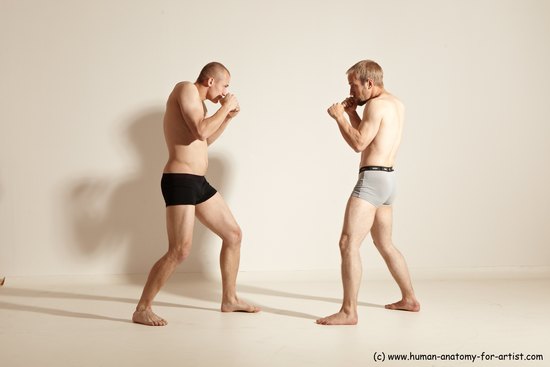 Underwear Martial art Man - Man White Moving poses Slim Short Blond Dynamic poses Academic