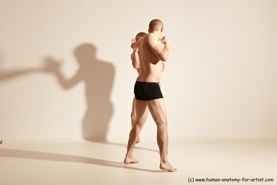 Underwear Martial art Man - Man White Moving poses Slim Short Blond Dynamic poses Academic