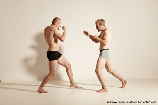 Underwear Martial art Man - Man White Moving poses Slim Short Blond Dynamic poses Academic