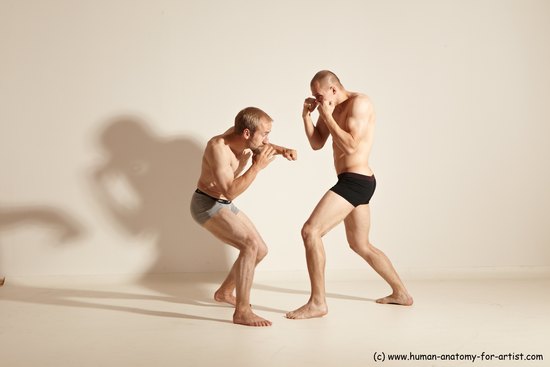 Underwear Martial art Man - Man White Moving poses Slim Short Blond Dynamic poses Academic