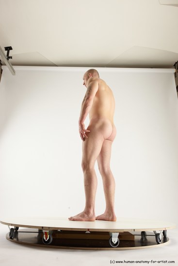 Nude Man White Standing poses - ALL Slim Bald Standing poses - simple Multi angles poses Realistic