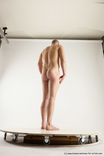 Nude Man White Standing poses - ALL Slim Bald Standing poses - simple Multi angles poses Realistic