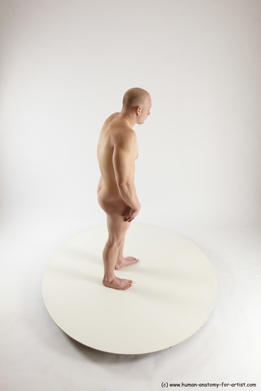 Nude Man White Standing poses - ALL Slim Bald Standing poses - simple Multi angles poses Realistic