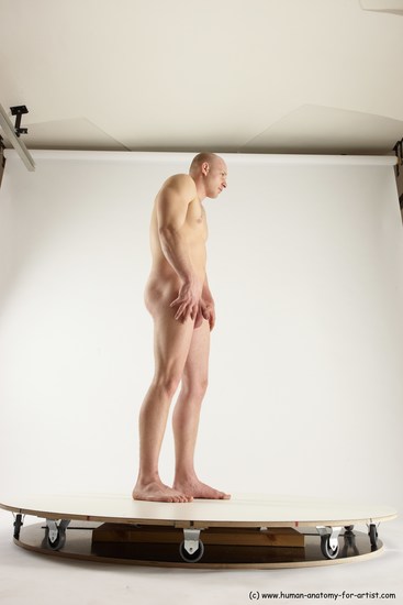 Nude Man White Standing poses - ALL Slim Bald Standing poses - simple Multi angles poses Realistic