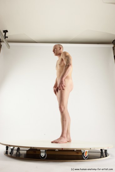 Nude Man White Standing poses - ALL Slim Bald Standing poses - simple Multi angles poses Realistic