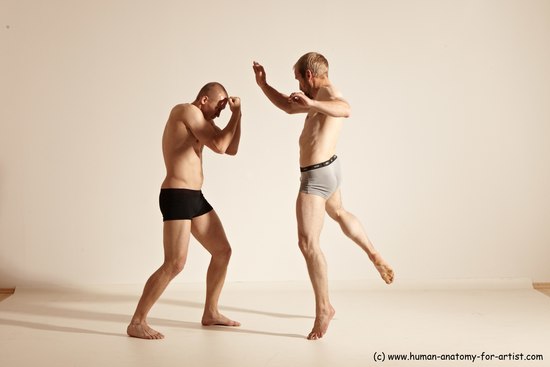 Underwear Martial art Man - Man White Moving poses Athletic Short Brown Dynamic poses Academic