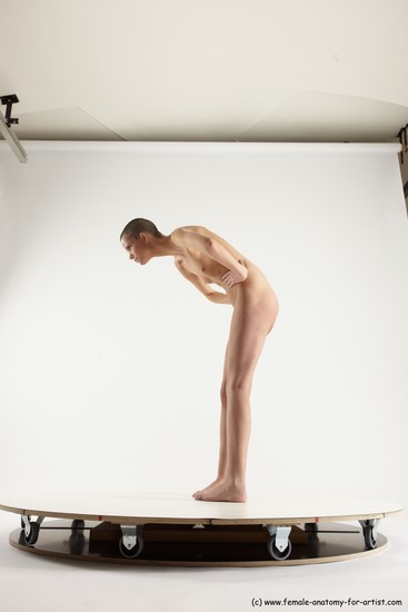 Nude White Standing poses - ALL Slim Bald Standing poses - bend over Multi angles poses Realistic