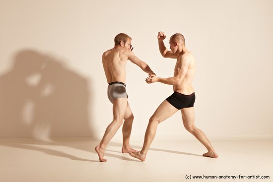 Underwear Martial art Man - Man White Moving poses Athletic Short Brown Dynamic poses Academic