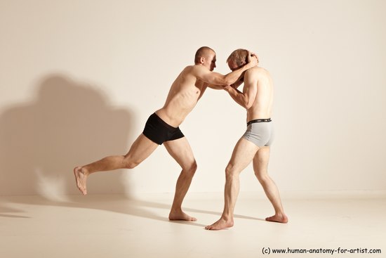 Underwear Martial art Man - Man White Moving poses Athletic Short Brown Dynamic poses Academic