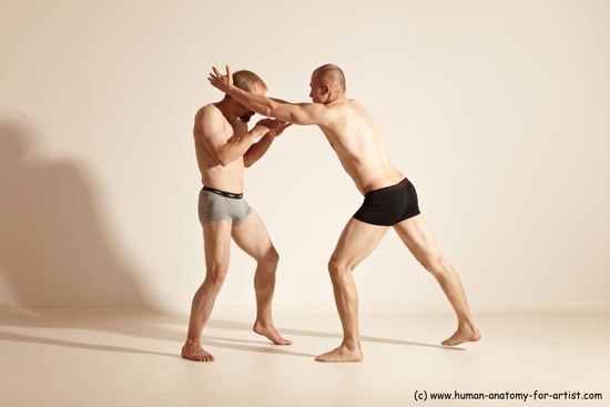 Underwear Martial art Man - Man White Moving poses Athletic Short Brown Dynamic poses Academic