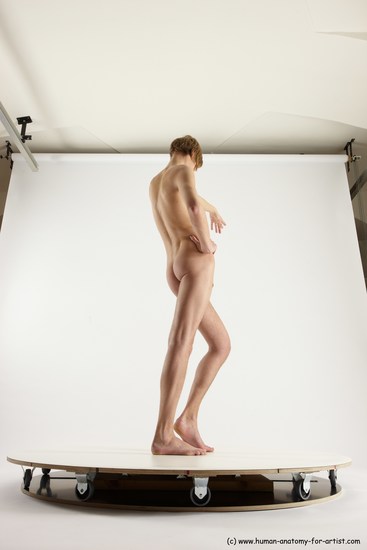 Nude Man White Standing poses - ALL Underweight Medium Brown Standing poses - simple Multi angles poses Realistic